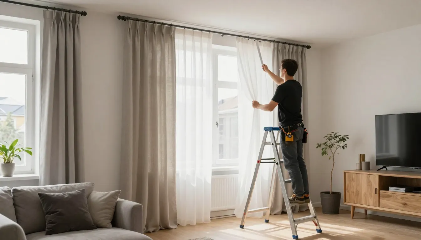 Elegante gardiner i moderne interiør